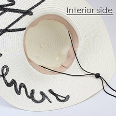 FURTALK Women Straw Wide Brim Beach Sun Hat Embroidered Drop Shipping SH042