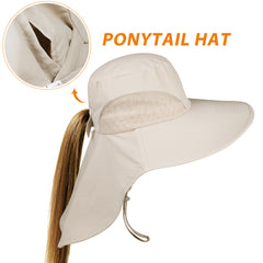 FURTALK Summer Ponytail Wide Brim Sun hat Outdoor Drop Shipping AD013