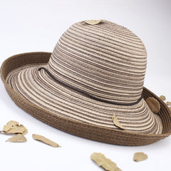 FURTALK Women Paper Straw Beach Hat Circle Stripes Drop Shipping SH052