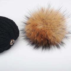 FURTALK Child Winter Real Fur PomPom Hat   Drop Shipping CH004