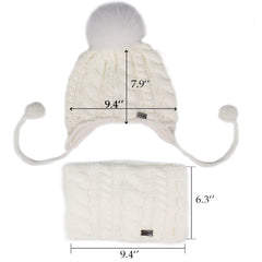 FURTALK Kids Winter Fur Pom Pom Hat Scarf Set  Drop Shipping SFFW004