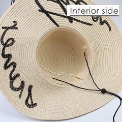 FURTALK Women Straw Wide Brim Beach Sun Hat Embroidered Drop Shipping SH042