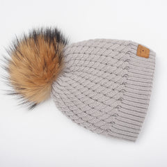 FURTALK Child Winter Real Fur PomPom Hat   Drop Shipping CH004