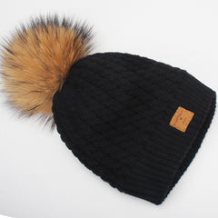 FURTALK Child Winter Real Fur PomPom Hat   Drop Shipping CH004