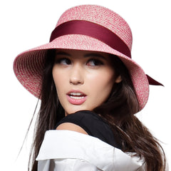 FURTALK Women Summer Straw Beach Sun Hat Wide Ribbon  Drop Shipping SH020