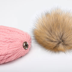 FURTALK Winter Kids Faux Fur Pom Pom Hat  Drop Shipping  CH014