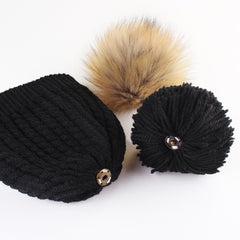 FURTALK Winter Kids Faux Fur Pom Pom Hat  Drop Shipping  CH014