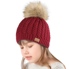 FURTALK Winter Kids Faux Fur Pom Pom Hat  Drop Shipping  CH014