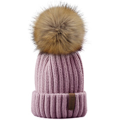 FURTALK  Winter Kids Faux Fur Pom Pom Hat  Drop Shipping HTWL028