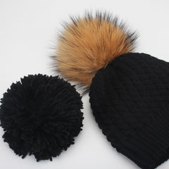 FURTALK Child Winter Real Fur PomPom Hat   Drop Shipping CH004