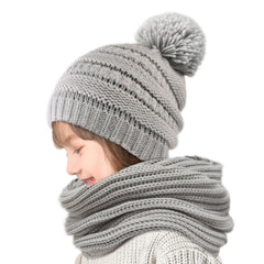 FURTALK Kida Winter Yarn Pompom Hat Scarf Set Drop Shipping CH012