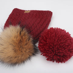 FURTALK Child Winter Real Fur PomPom Hat   Drop Shipping CH004