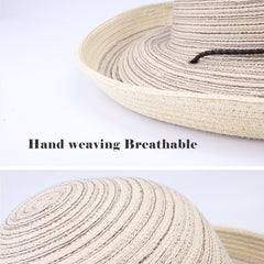 FURTALK Women Paper Straw Beach Hat Circle Stripes Drop Shipping SH052