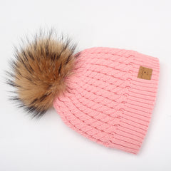 FURTALK Child Winter Real Fur PomPom Hat   Drop Shipping CH004