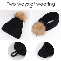 FURTALK Winter Women Real Fur Pom Pom  Hat and ScarfDrop Shipping AD003