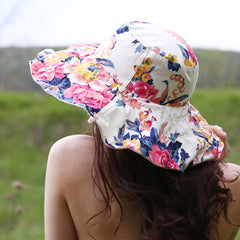 FURTALK Women Wide Brim Beach Sun Hats Floral Reversible  Drop Shipping SH010