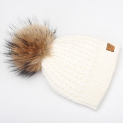 FURTALK Child Winter Real Fur PomPom Hat   Drop Shipping CH004