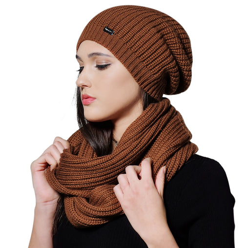 FURTALK  Women Winter Knitted slouchy Hat Scarf Set  Drop Shipping HTWL080