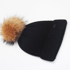 FURTALK Kids Winter Real Fur Fur Pom Pom Hat  Drop Shipping A051