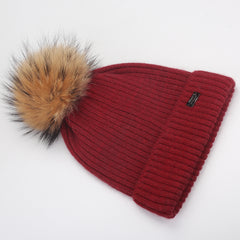 FURTALK Kids Winter Real Fur Fur Pom Pom Hat  Drop Shipping A051