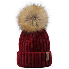 FURTALK  Winter Kids Faux Fur Pom Pom Hat  Drop Shipping HTWL028