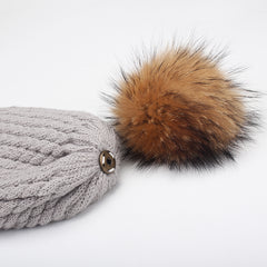 FURTALK Child Winter Real Fur PomPom Hat   Drop Shipping CH004