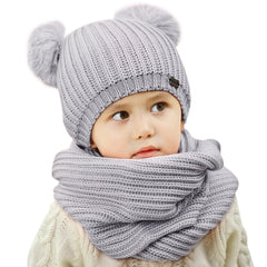 FURTALK Winter Kids Bobble Yarn Pom Hat and Scarf Set Drop Shipping HTWL082