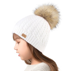 FURTALK Winter Kids Faux Fur Pom Pom Hat  Drop Shipping  CH014