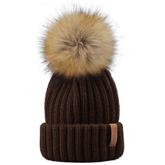 FURTALK  Winter Kids Faux Fur Pom Pom Hat  Drop Shipping HTWL028