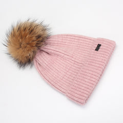 FURTALK Kids Winter Real Fur Fur Pom Pom Hat  Drop Shipping A051