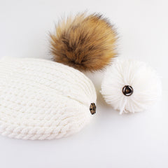 FURTALK Winter Kids Faux Fur Pom Pom Hat  Drop Shipping  CH014