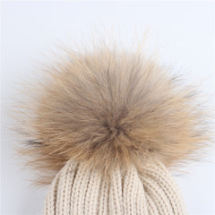 FURTALK  Winter Kids Faux Fur Pom Pom Hat  Drop Shipping HTWL028