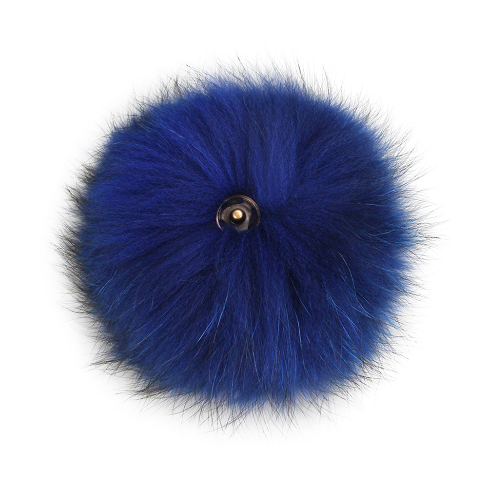 Faux Fur Pom Pom Navy, Snap Closure – Wool and Company