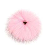 FURTALK Real Raccoon Fur Pom Pom Snap Style Pink Color