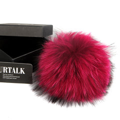 FURTALK Real Raccoon Fur Pom Pom Snap Style PPRN002