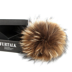FURTALK Real Raccoon Fur Pom Pom Snap Style PPRN002