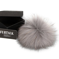 FURTALK Real Raccoon Fur Pom Pom Snap Style PPRN002