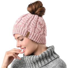 FURTALK Winter Women Messy Bun Beanies Hat Drop Shipping AD014