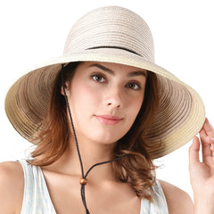 FURTALK Women Paper Straw Beach Hat Circle Stripes Drop Shipping SH052