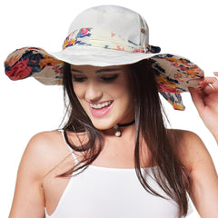 FURTALK Women Wide Brim Beach Sun Hats Floral Reversible  Drop Shipping SH010