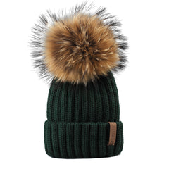 FURTALK Child Winter Real Fur Pom Pom Hat Drop Shipping HTWL028