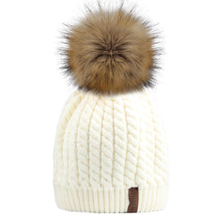 FURTALK Winter Women Faux Fur PomPom Hat Twist Drop Shipping HTWL003