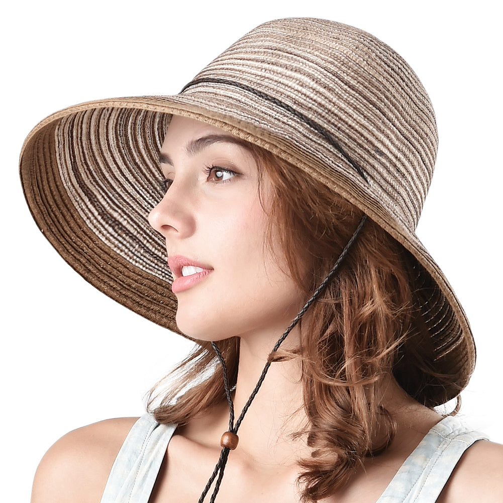 FURTALK Womens Sun Straw Hat Wide Brim UPF 50 Summer Hat Foldable Roll