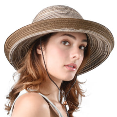 FURTALK Women Paper Straw Beach Hat Circle Stripes Drop Shipping SH052