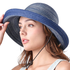 FURTALK Women Paper Straw Beach Hat Circle Stripes Drop Shipping SH052
