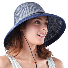 FURTALK Women Paper Straw Beach Hat Circle Stripes Drop Shipping SH052