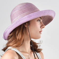 FURTALK Women Paper Straw Beach Hat Circle Stripes Drop Shipping SH052