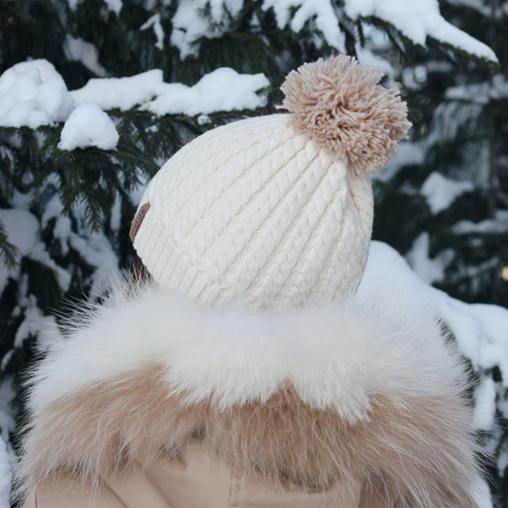 FURTALK Women Yarn Fur Pom Pom Hat Drop Shipping HTWL003