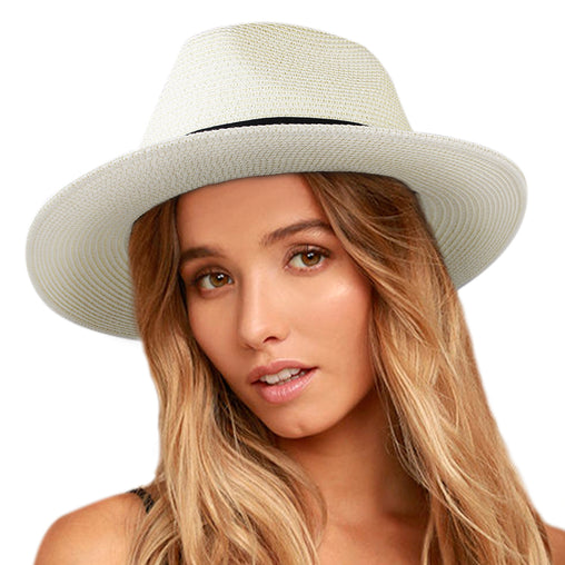 FURTALK Women Straw Panama Beach Hat Wild Ribbon  SH040